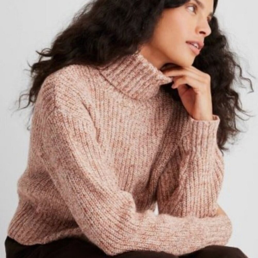 Future Collective SZL Neutral Chunky Comfy Turtleneck Sweater Academia Preppy - Picture 2 of 11